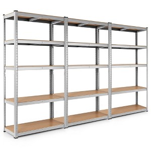 Costway 1/2/3/4PC Adjustable 36''x72'' Heavy Duty 5 Level Garage Tool Shelf 2000lbs Silver - 1 of 4