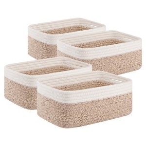 Itopfox 4 Pack Woven Storage Baskets, Small Decorative Bins for Shelves Organizer Baskets for Home, Office, Baby Room, Living Room, Bedroom, Bathroom - 1 of 4
