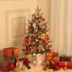 3ft Tabletop Christmas Tree, Pre-lit Xmas Tree with Cloth Bag Base - 1 of 4