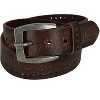 CTM Men's Distressed Leather Bridle Belt with Perforations - 4 of 4