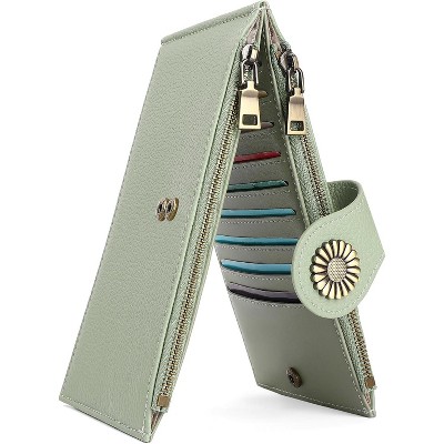 BEAFUP PU Leather Wallets for Women RFID Blocking Slim Credit Card Case Holder with Zipper Pocket