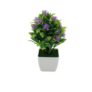 Unique Bargains Artificial Plants 17-Bud Square Pot Plum Blossom Arrangement Plastic 2.95"x2.95"x8.27" 1 Pcs - 1 of 4