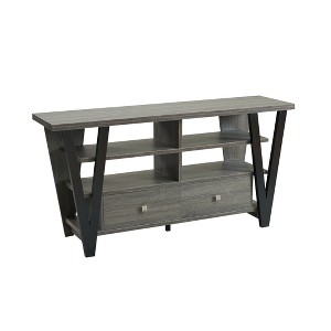 Cesicia Tall Tv Stand Cabinet With Two Drawers On Metal Glides Metal Square Knob Handles And Two Divided Shelf Tiers - 1 of 4