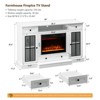 AOXUN 58" Fireplace TV Stand for TVs up to 65 Inch, Media Entertainment Center with 23" Electric Fireplace with Glass Doors, LED Lights, White - 4 of 4