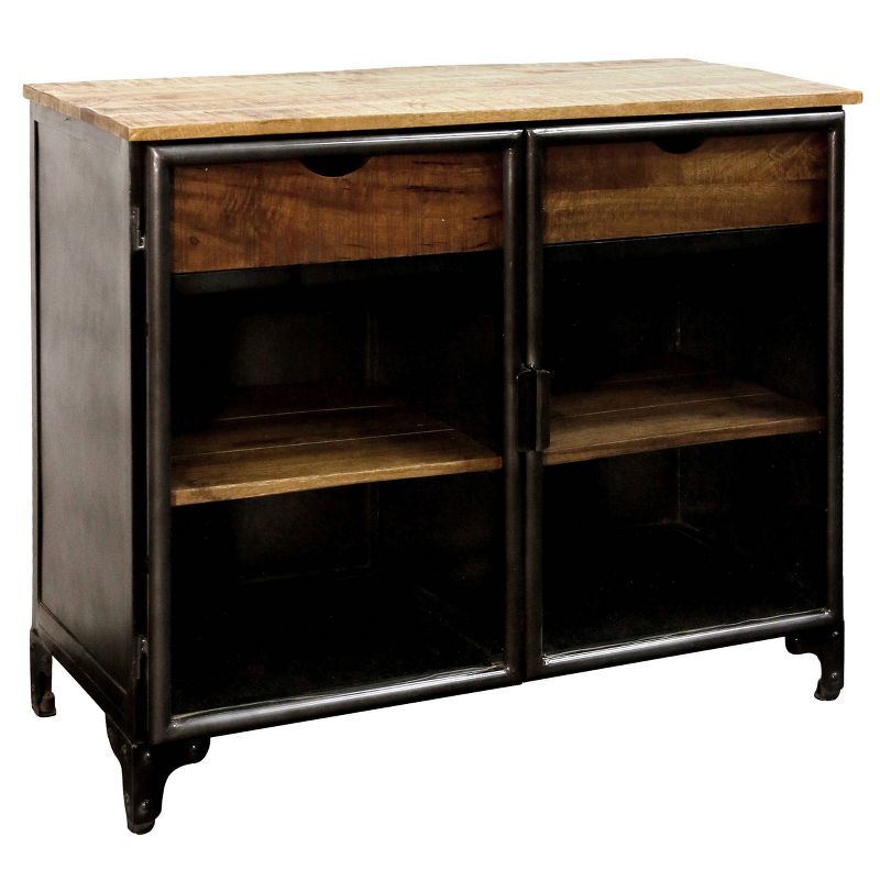 Two Drawer with Natural Wood Top and Drawers Accent Cabinet Espresso - StyleCraft, 3 of 6