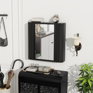 Wall Mounted Bathroom Cabinet, Metal Medicine Cabinet with Mirror Door, Over Toilet or Vanity Organizer Cabinet,Utility Cabinet for Bathroom Kitchen - 1 of 4