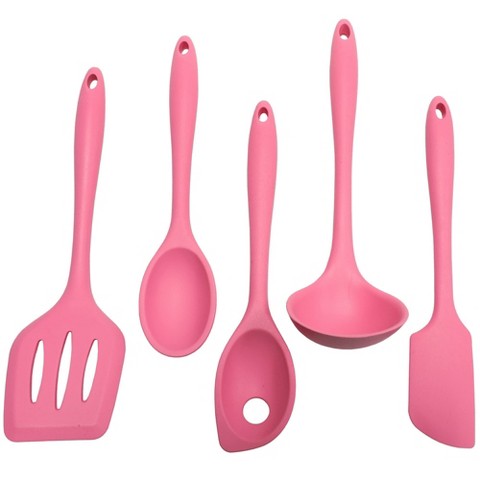 CHEF CRAFT 5 Piece Premium Silicone Kitchen Tool and Utensil Set Pink
