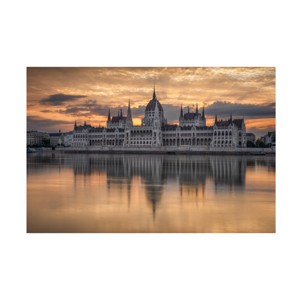 Canvas Wall Art - Nicholas 'Sunrise In Budapest' Wall Art for Living Room, Bedroom, or Office Décor by Trademark Fine Art - 1 of 4