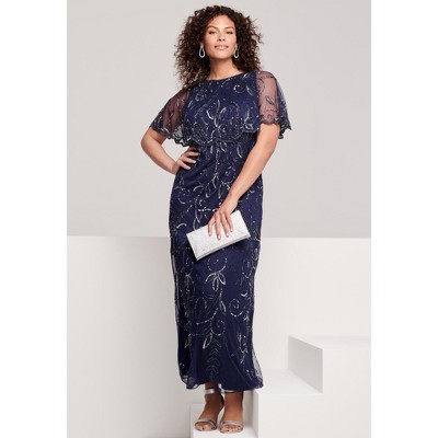 Roamans Womens Plus Size Beaded Glam Maxi Dress 36 Liberia Ubuy