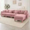 L-Shape Sectional Sofa with Ottoman, 4-Seater Sofa with Armrests and Cylindrical Legs, Boucle Fabric Couch with Cushion-Coolbibila - 2 of 4