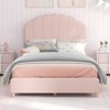 Infans Kids Twin Platform Bed Frame Upholstered Twin Size Bed w/ Wooden Slats Support - 4 of 4