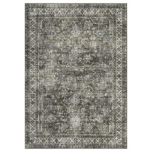 Washable Area Rug Vintage Distressed Rug Non Slip Rug Low Pile Rugs Oriental Floral Throw Rug Foldable Indoor Carpet for Living Room Bedroom Nursery - 1 of 4