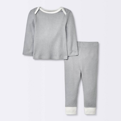 Image of Baby 2pc Waffle Top & Bottom Set - Cloud Island™ Gray 6-9M