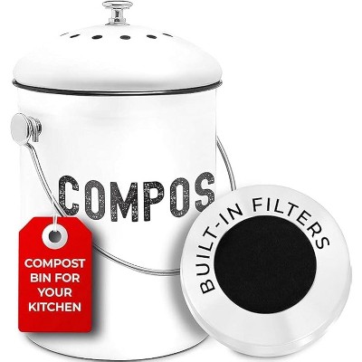 EPICA 1.3 Gallon Stainless Steel Countertop Compost Bin | Odorless Kitchen Composter with Lid & Filters