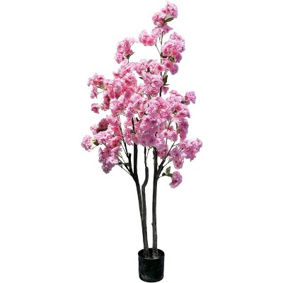 Artificial Cherry Blossom, 180cm Fake Cherry Blossom Tree Realistic Potted for Home Office Living Room Bedroom Porch Floor Decor