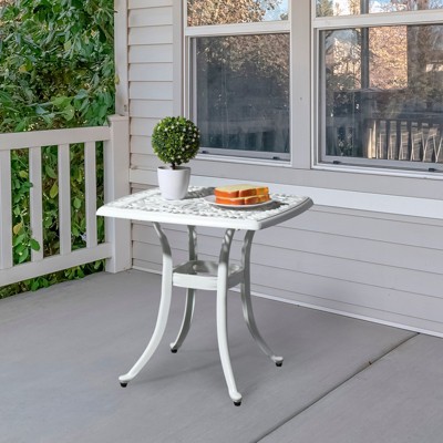 VisioGear Patio End Tables, Outdoor Square Table, End Table Side Table for Paio Backyard Pool, Outdoor Bar Table, White, 53.5"*53.5"*53"