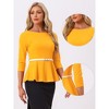 INSPIRE CHIC Women's 3/4 Sleeve Belted Elegant Business Work Peplum Top - 2 of 4
