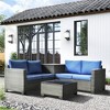 Decksplore Outdoor Lounge Set PE Wicker with Iron Frame Navy Blue Sofa & Coffee Table Combo - 2 of 4