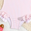 Toddler Baby Girl Swimsuit Ruffled Stripe Sleeveless Swimwear One-Piece Girl Bathing Suits Infant Cute Beach Wear - 3 of 4
