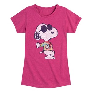 Girls' - Peanuts - Joe Cool' Tie Dye Fitted Short Sleeve Graphic T-Shirt - 1 of 4