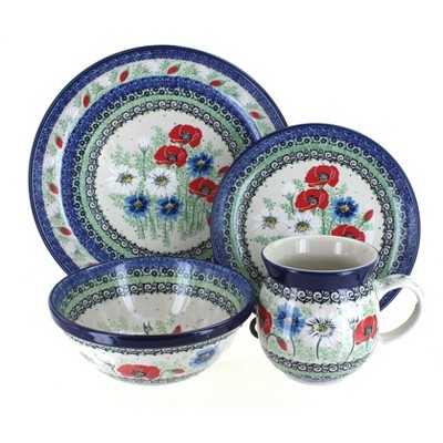 Blue Rose Polish Pottery Summer Dawn 16 Piece Dinnerware Set