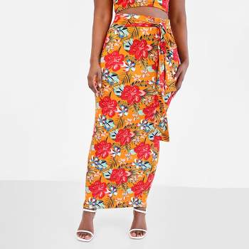 Rebdolls Women's Noemi Tropical Print Bodycon Maxi Skirt