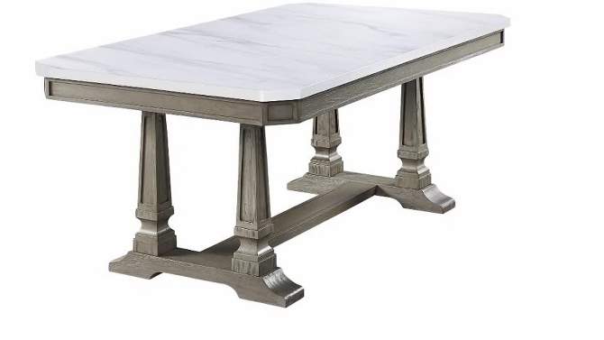 71&#34; Zumala Dining Table Marble/Weathered Oak Finish - Acme Furniture, 2 of 7, play video