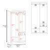Alder 2-Door One Drawer Amoire With 2 Cabinets, Two Hanging Rods And Four Shelves In Matt Gray And Natural Oak - 4 of 4