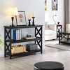 Yaheetech 3-tier Wooden Console Table X Design Entryway Table, Black ...