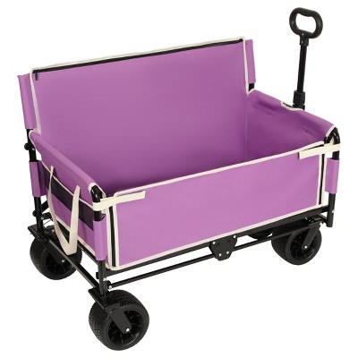 3-in-1 Folding Utility Wagon with Bench Seat, Heavy-Duty All-Terrain Cart with Fabric and 180L Storage Capacity-The Pop Home
