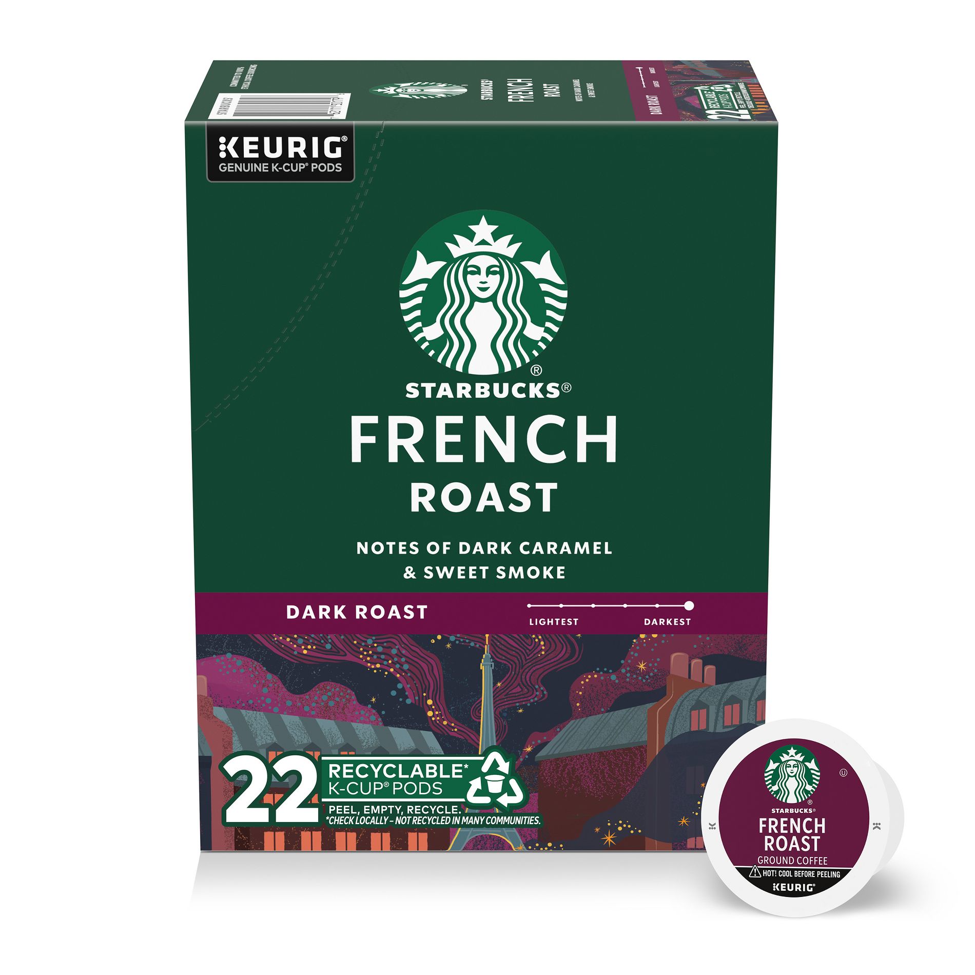 Starbucks Dark Roast K-Cup Coffee Pods French Roast for Keurig Brewers