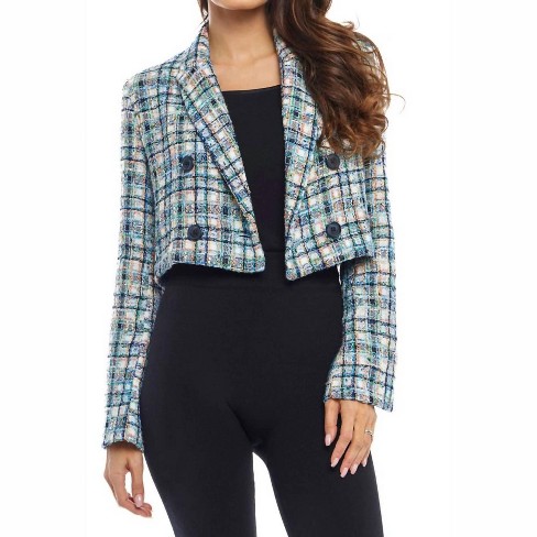 Women's Tweed Crop Double Breasted Jacket - Adore - image 1 of 1