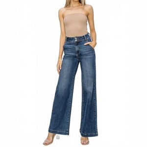 Women's High Rise Double Button Jeans - RISEN - 1 of 4