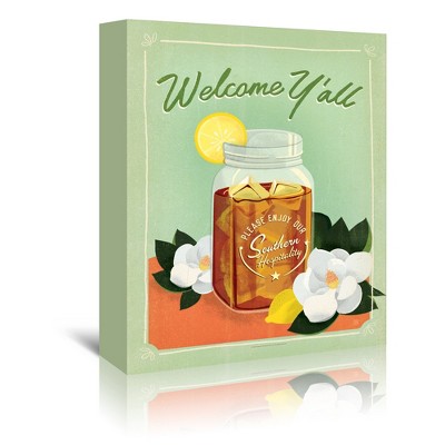 Welcome Yall Icetea by Anderson Design Group Wrapped Canvas - Americanflat - 5" x 7"