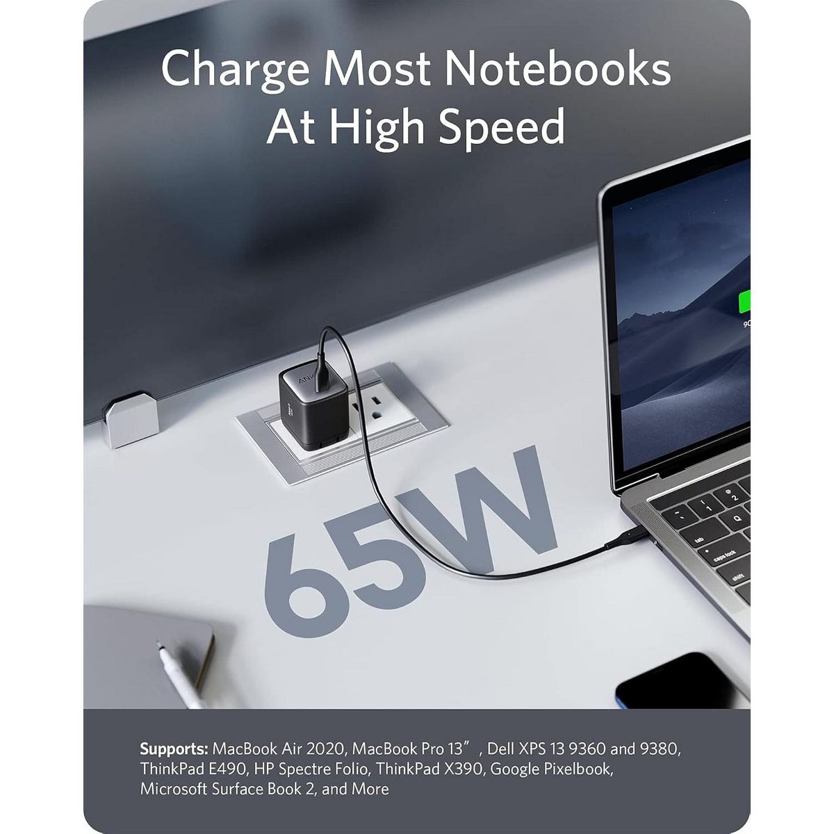 Anker Nano USB C Charger 65W GaN II PPS Fast Compact Foldable Charger - thumbnail 3