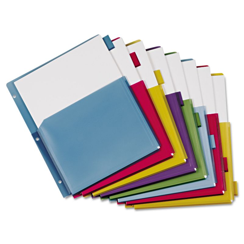 Cardinal Poly Expanding Pocket Index Dividers 8-Tab Letter Multicolor per Pack 84013, 1 of 2