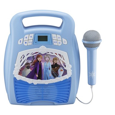 Image of eKids Disney Frozen Bluetooth Karaoke Machine with Microphone for Kids and Fans of Frozen Toys - Blue (FR-553.EXV0MROL)