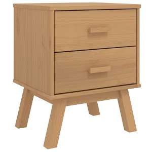 vidaXL Bedside Cabinet Storage End Table Bedroom Furniture Solid Wood Pine - Brown - 1 of 4