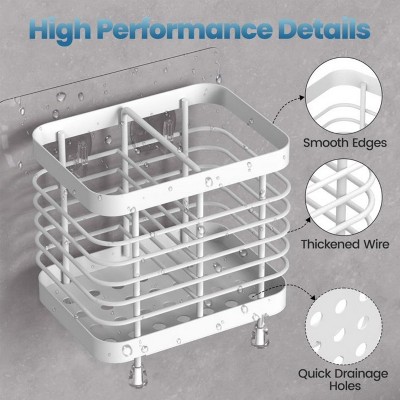 LunaLulinlk Toothbrush Holders Stainless Steel Electric Toothbrush Holder Wall Mounted, Shower Toothbrush Toothpaste Holder, 2 Slots, White