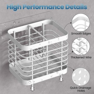 LunaLulinlk Toothbrush Holders Stainless Steel Electric Toothbrush Holder Wall Mounted, Shower Toothbrush Toothpaste Holder, 2 Slots, White - 1 of 4