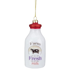 Northlight 4.5" Farm Fresh Milk Glass Bottle Christmas Ornament - 1 of 4