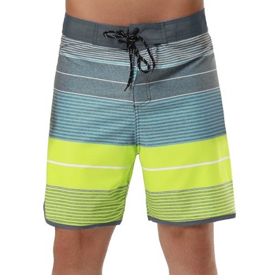 INSPIRE CHIC Men's Summer Beach Casual Color Block Striped Drawstring Board Shorts