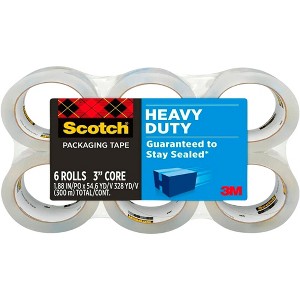 Scotch Heavy Duty Shipping Packaging Tape, 1.88 Inches x 54.6 Yards, Clear, Pack of 6 - 1 of 1