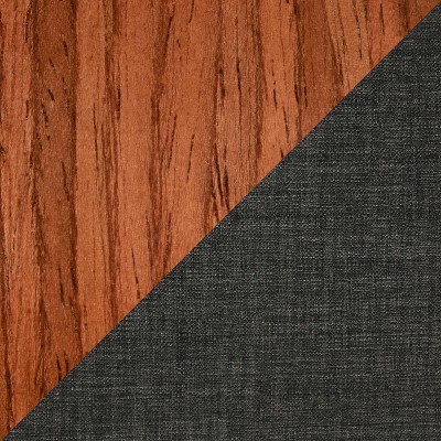 Set of 2 Charcoal Upholstered Folia Mid-Century Modern Walnut Barstools