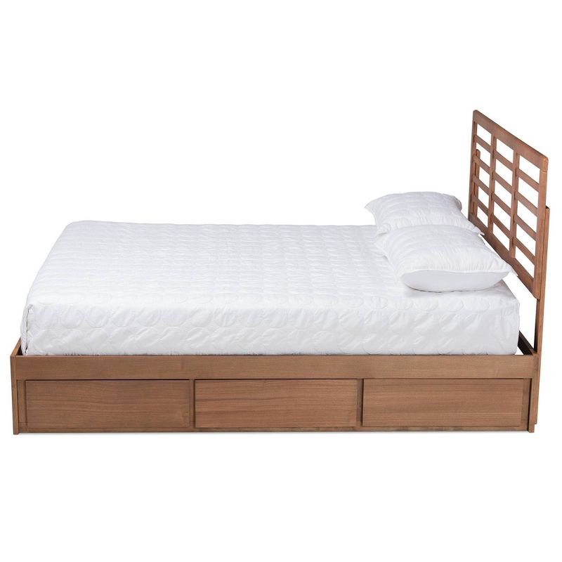 Full Piera Modern Wood 3 Drawer Platform Storage Bed Walnut/Brown - Baxton Studio, 4 of 12