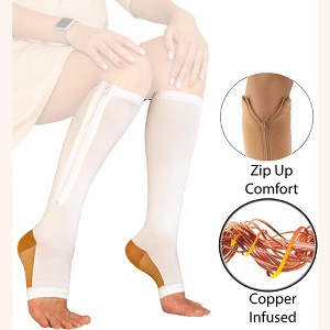 5 Star Super Deals Copper Energy Infused Zipper Compression Socks - Zip Up Circulation Pressure Stockings - 1 of 4