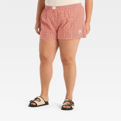 Women's Cherry Gingham Graphic Boxer Shorts - Red