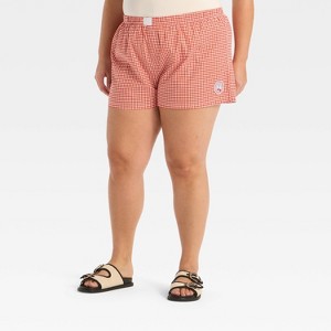 Women's Cherry Gingham Graphic Boxer Shorts - Red - 1 of 3