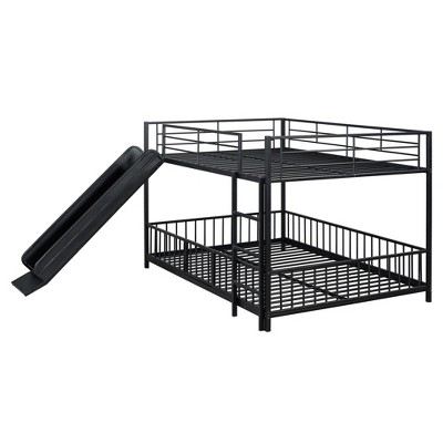 NicBex Full Over Full Bunk Bed with Slide and Guardrail with Convenient Gate,Twin Loft Bed with Ladder,Modern Bunk Beds,Bunk Beds for Bedroom