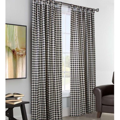 72"L x 80W Thermalogic Check Tab-Top Curtain Pair